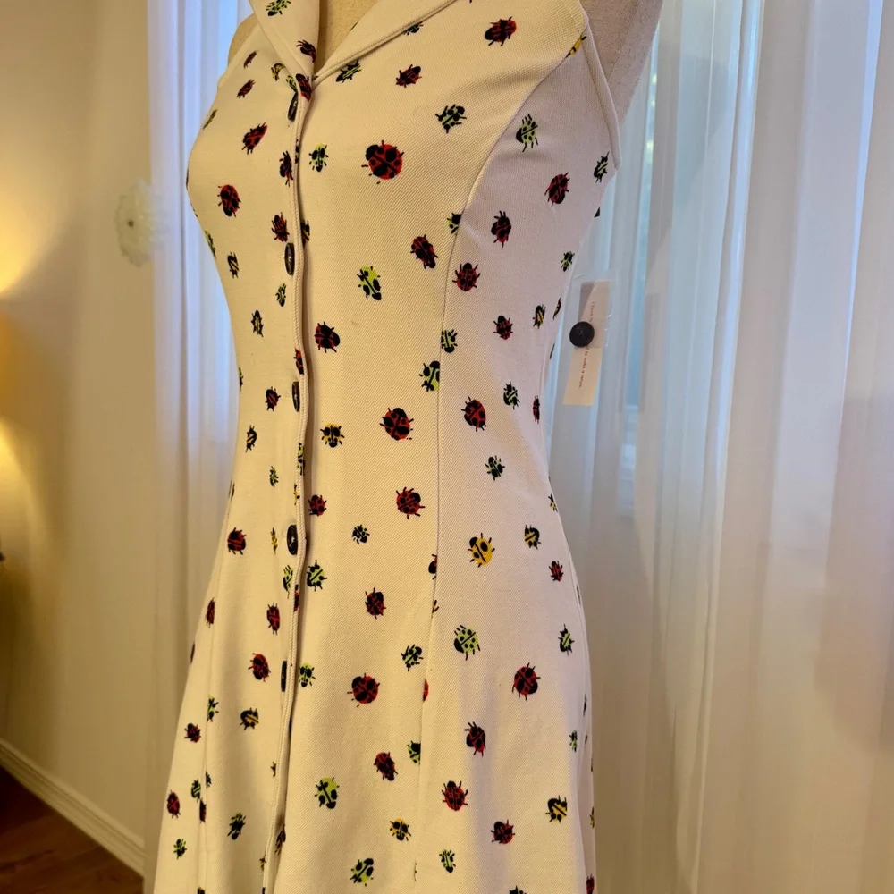 ModCloth Ivory Dress with Colorful Insect Pattern - Picture 2 of 8